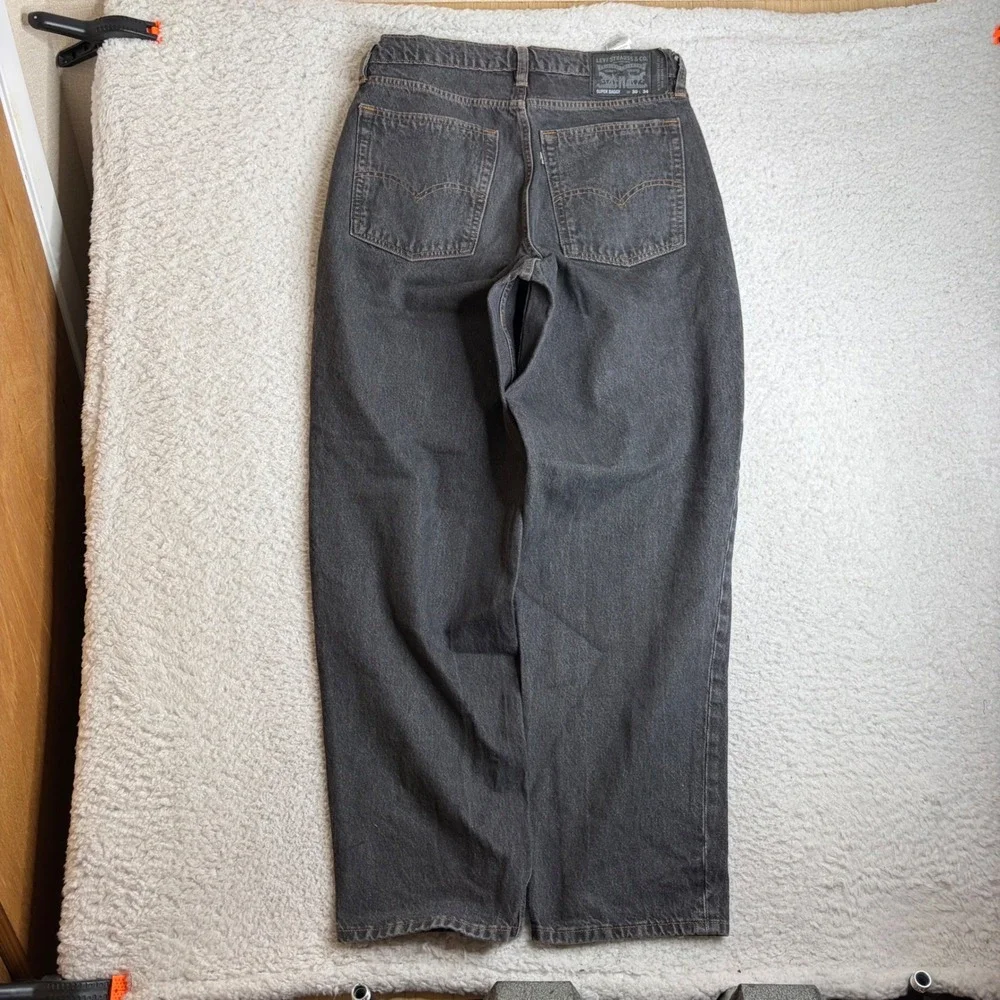Levis Super Baggy Mens 30x34 (32x32) black Skate Wide Leg Jeans Drawstring Waist